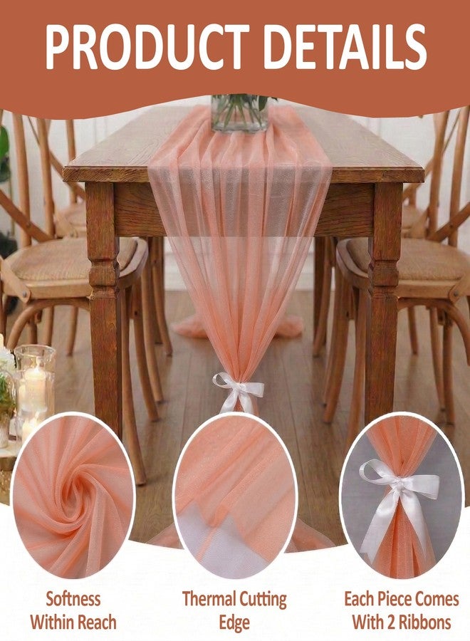 MDS® Pack of 2, 10ft Chiffon Table Runner 29 x 120 Inches, Sheer Wedding Runner Romantic Rustic Table Runner for Wedding Decoration, Birthday Party, Bridal Shower, Party Arch Décor - Peach - Image 5