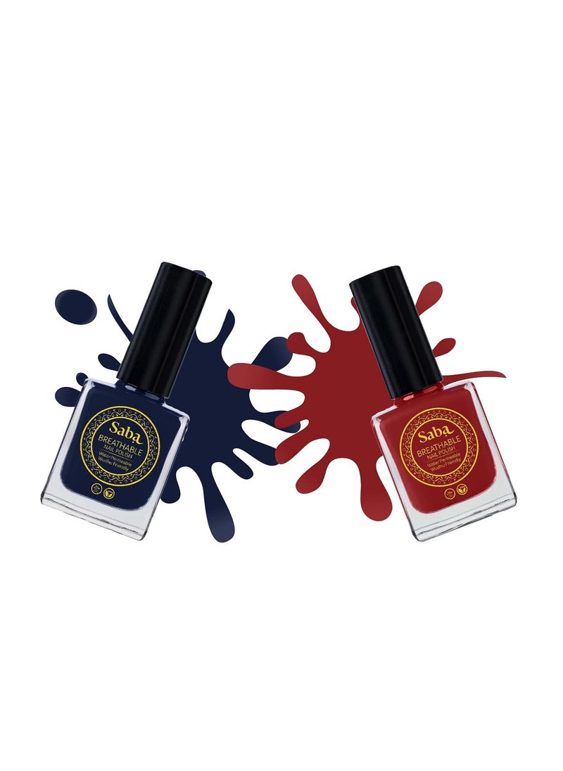 Saba Kombucha Saba Breathable Pack of 2 12ml each RUSSIAN BLUE ROUGE REDHigh Glossy Shine Water Permeable Vegan Quick Dry Nail Polish  - Image 4