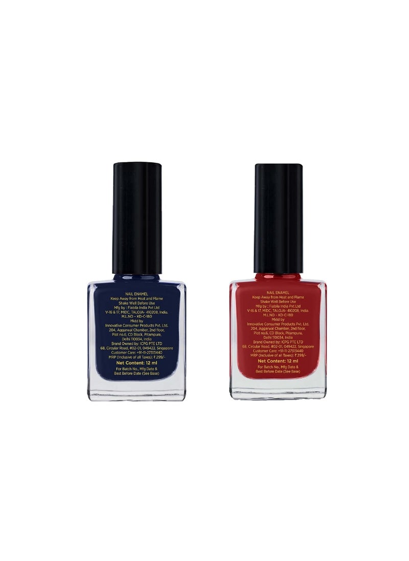 Saba Kombucha Saba Breathable Pack of 2 12ml each RUSSIAN BLUE ROUGE REDHigh Glossy Shine Water Permeable Vegan Quick Dry Nail Polish  - Image 2
