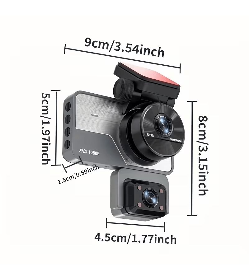 Three Lens 1080P Driving Recorder Silvery Two Channel Model Multi Angle Internal External Dual Recording Clear Image Quality 24 Hour Parking Monitoring G Sensor - Image 5