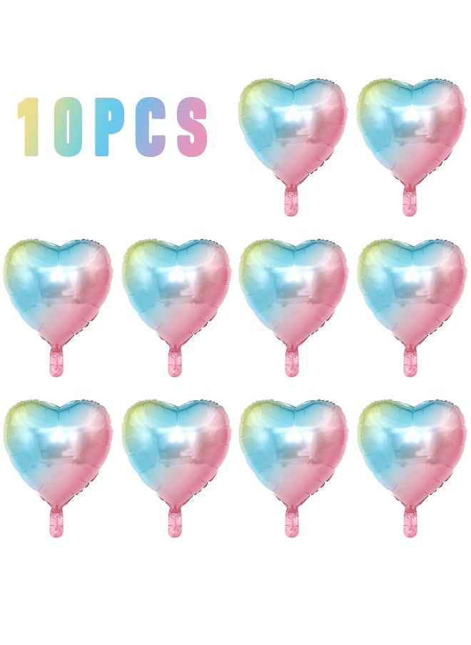 Generic - 10 PCS Heart Balloons 18 Inch, Gradient Foil Heart Shaped Balloons, Mylar Helium Foil Balloons for Birthday Party Decorations, Baby Shower, Wedding Anniversary Backdrop Party Supplies - Image 1
