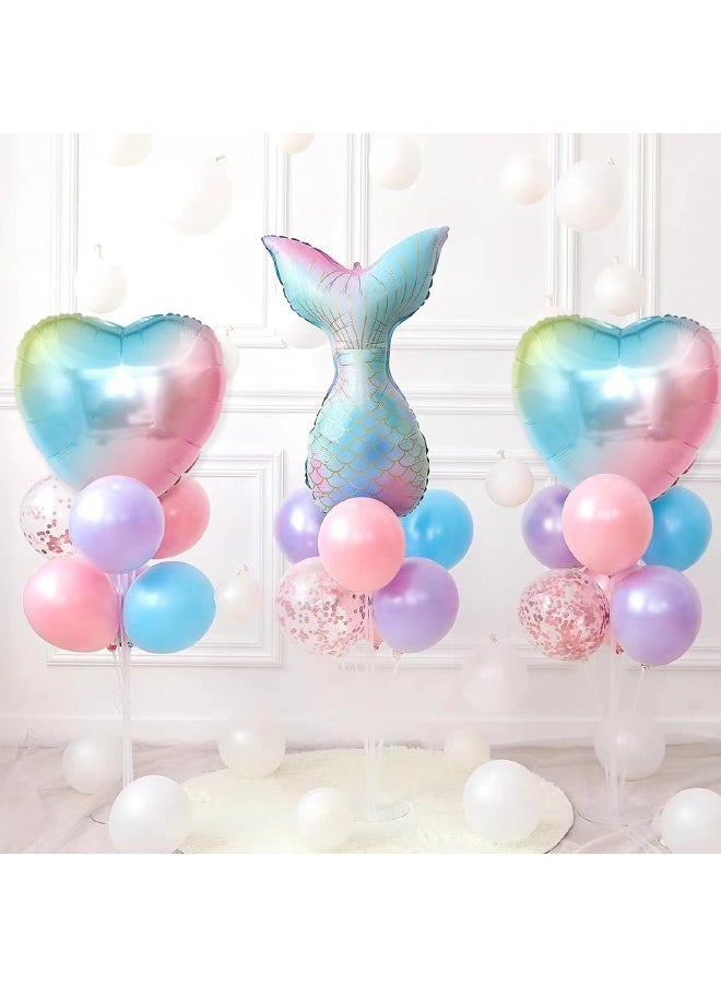 Generic - 10 PCS Heart Balloons 18 Inch, Gradient Foil Heart Shaped Balloons, Mylar Helium Foil Balloons for Birthday Party Decorations, Baby Shower, Wedding Anniversary Backdrop Party Supplies - Image 1