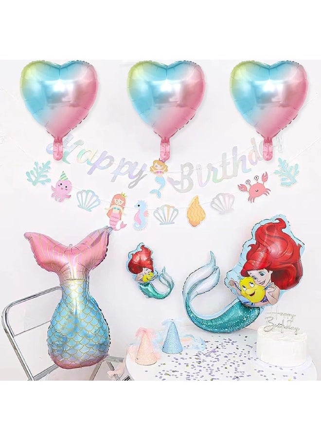 Generic - 10 PCS Heart Balloons 18 Inch, Gradient Foil Heart Shaped Balloons, Mylar Helium Foil Balloons for Birthday Party Decorations, Baby Shower, Wedding Anniversary Backdrop Party Supplies - Image 1