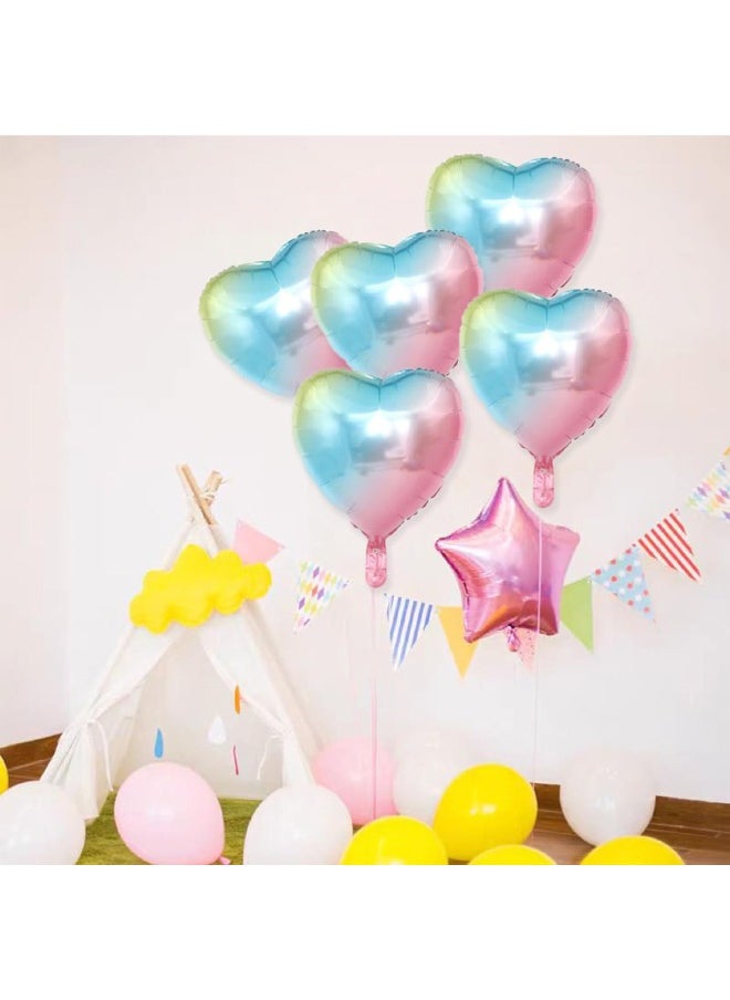 Generic - 10 PCS Heart Balloons 18 Inch, Gradient Foil Heart Shaped Balloons, Mylar Helium Foil Balloons for Birthday Party Decorations, Baby Shower, Wedding Anniversary Backdrop Party Supplies - Image 1