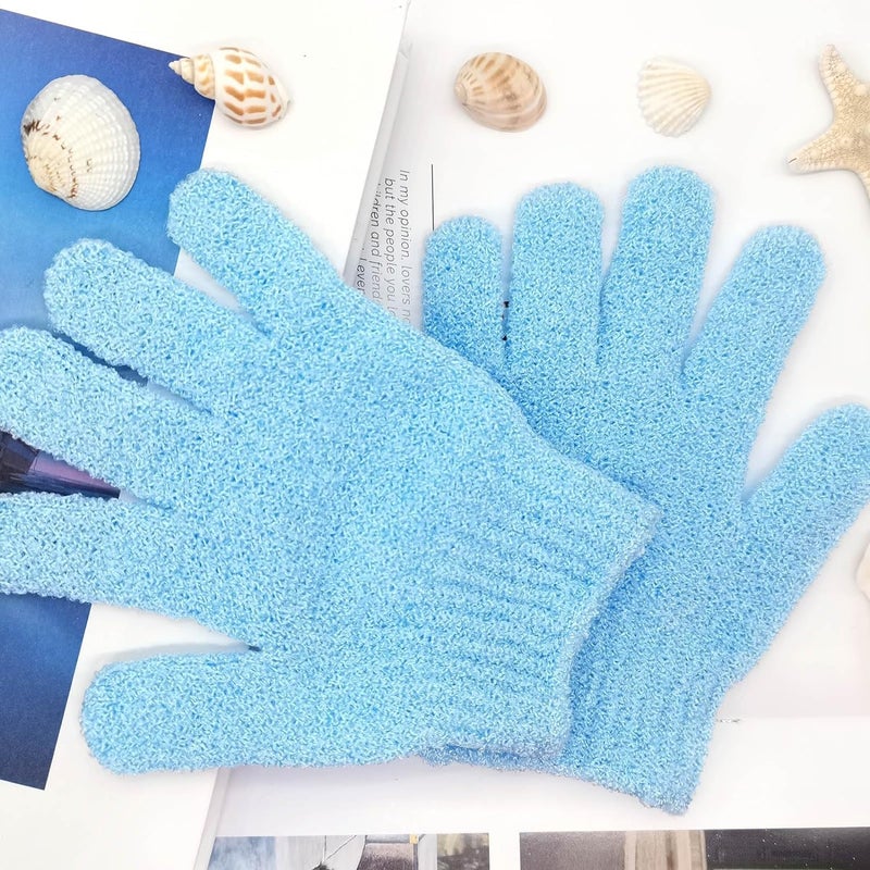 Episkey Episkey Exfoliating Wash Gloves Dual Texture Bath Gloves for Shower Body Scrub Exfoliating Mitt Dead Skin Remover Exfoliator Mitten Natural Body Loofah Washcloth BLUE SET OF 1 EXFOLIATINGBLUE - Image 2