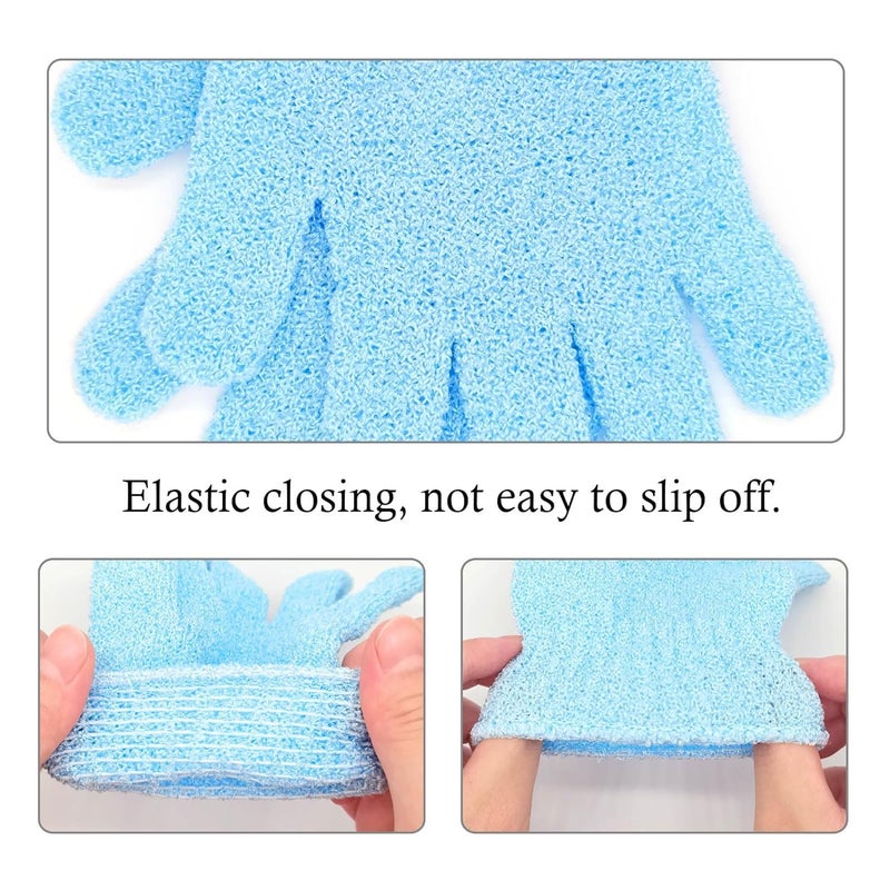 Episkey Episkey Exfoliating Wash Gloves Dual Texture Bath Gloves for Shower Body Scrub Exfoliating Mitt Dead Skin Remover Exfoliator Mitten Natural Body Loofah Washcloth BLUE SET OF 1 EXFOLIATINGBLUE - Image 4