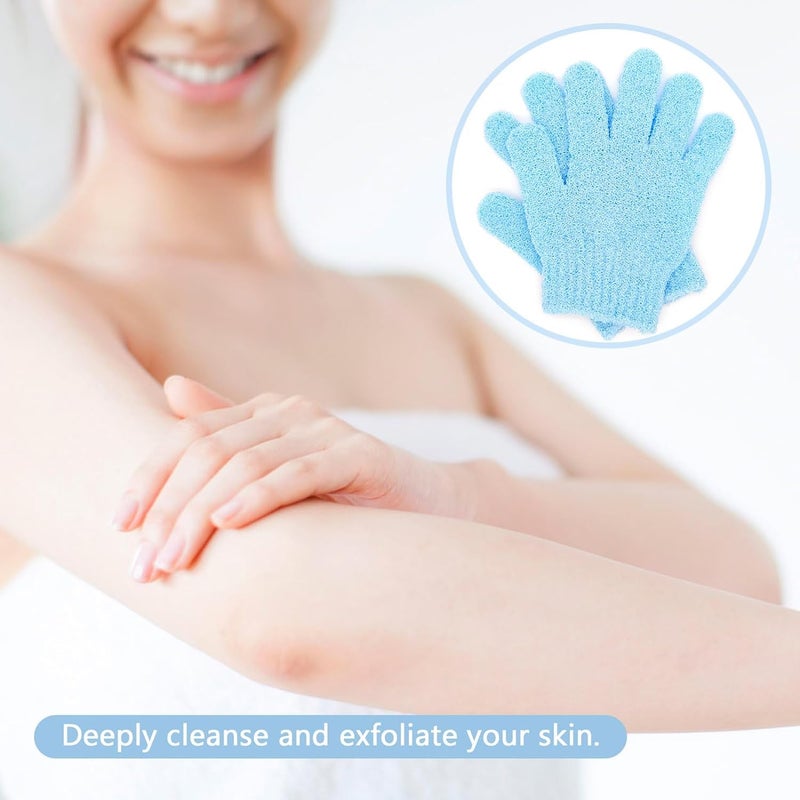 Episkey Episkey Exfoliating Wash Gloves Dual Texture Bath Gloves for Shower Body Scrub Exfoliating Mitt Dead Skin Remover Exfoliator Mitten Natural Body Loofah Washcloth BLUE SET OF 1 EXFOLIATINGBLUE - Image 5