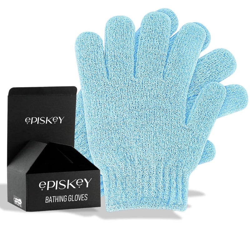 Episkey Episkey Exfoliating Wash Gloves Dual Texture Bath Gloves for Shower Body Scrub Exfoliating Mitt Dead Skin Remover Exfoliator Mitten Natural Body Loofah Washcloth BLUE SET OF 1 EXFOLIATINGBLUE - Image 1