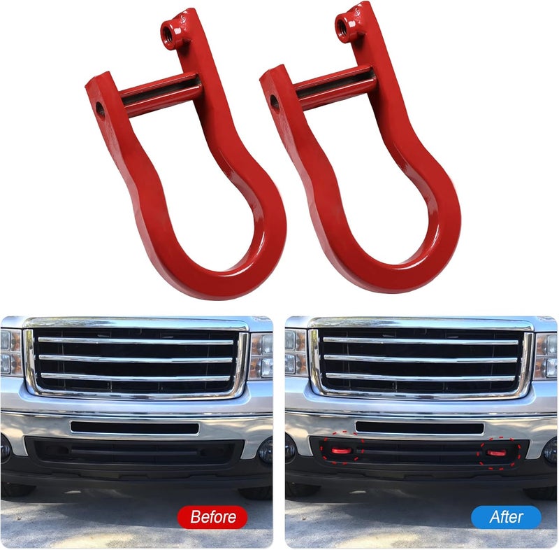CARMOCAR Front Tow Hooks Replacement for Chevy Silverado GMC Sierra 1500 2007-2019 in Red Car Tow Hook Ring Front Lower Bumper Trailer Ring 84192871 Steel Alloy - Image 5