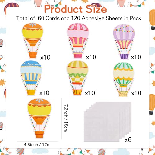 Vuzvuv 60 Pcs Colorful Hot Air Balloons Paper Cutouts 7.2 x 4.8 Inch Name Tags Labels for Spring Bulletin Board Class Decoration for Teacher Student Back to School Party Supplies for Craft Wall Decor - Image 2
