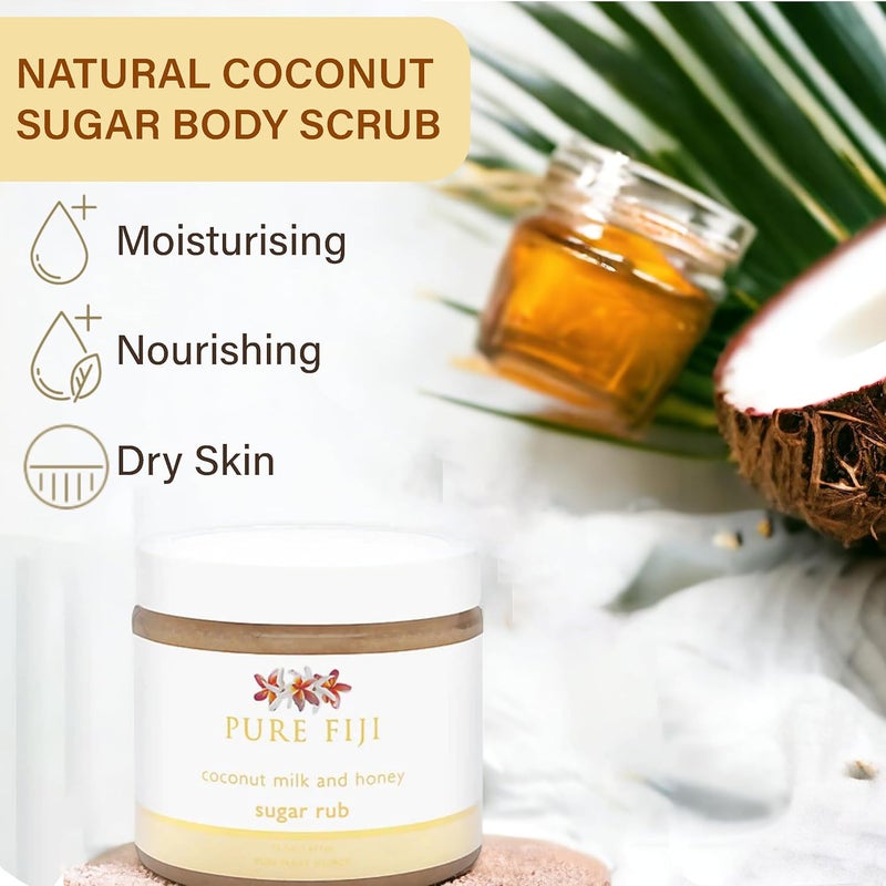 Pure Fiji Coconut Sugar Rub with Coconut Milk and Honey - 15.5 Ounce Exfoliating Body Scrub - Image 2