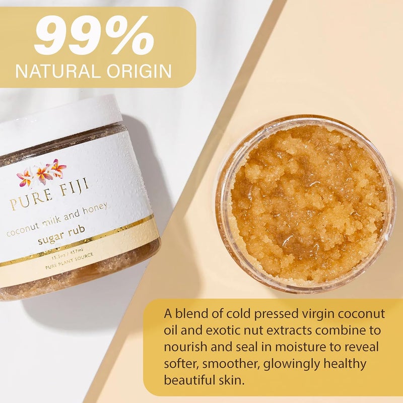 Pure Fiji Coconut Sugar Rub with Coconut Milk and Honey - 15.5 Ounce Exfoliating Body Scrub - Image 5