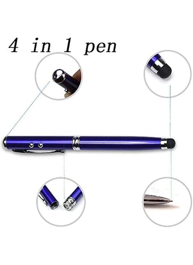 Generic - Multifunctional Stylus Touch Pen 4In1 Ballpoint Pen White Flashlight Red Laser Touch Pen Writing And Drawing Free On All Monitors And Tablets For Iphone Samsung Huawei Honor And More Blue - Image 1