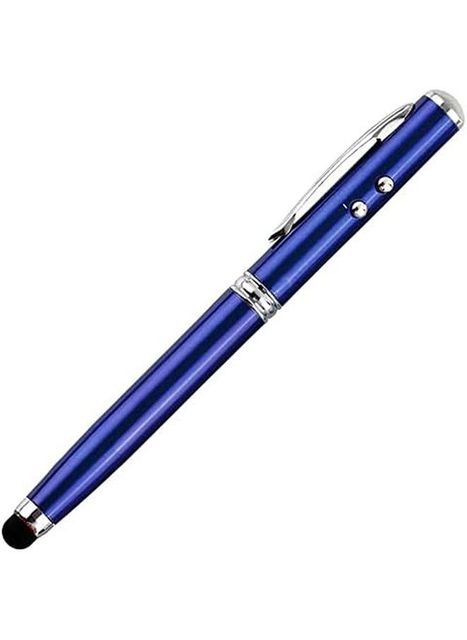 Generic - Multifunctional Stylus Touch Pen 4In1 Ballpoint Pen White Flashlight Red Laser Touch Pen Writing And Drawing Free On All Monitors And Tablets For Iphone Samsung Huawei Honor And More Blue - Image 1