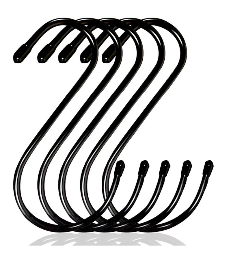 5pc Black Rubber Coated Metal S Hooks Heavy Duty Load 13.23lb For Garage Patio Garden - Image 3