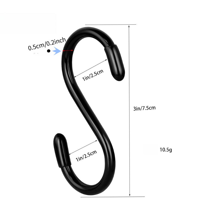 5pc Black Rubber Coated Metal S Hooks Heavy Duty Load 13.23lb For Garage Patio Garden - Image 5