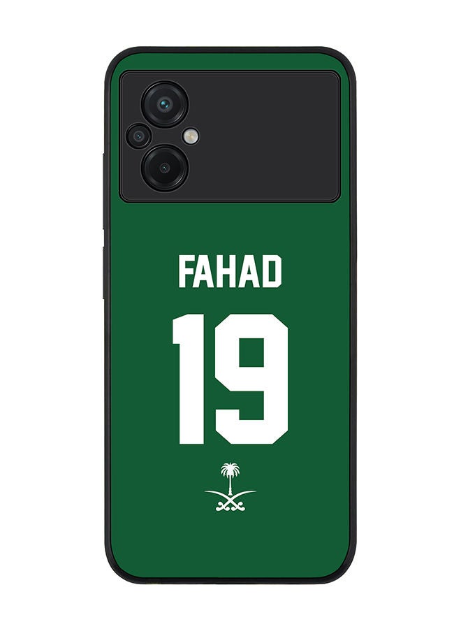 Stylizedd Rugged Black edge case for Xiaomi Poco M5 Slim fit Soft Case Flexible Rubber Edges Anti Drop TPU Gel Thin Cover - Football Team - Saudi Arabia Player Name - Fahad - Image 1