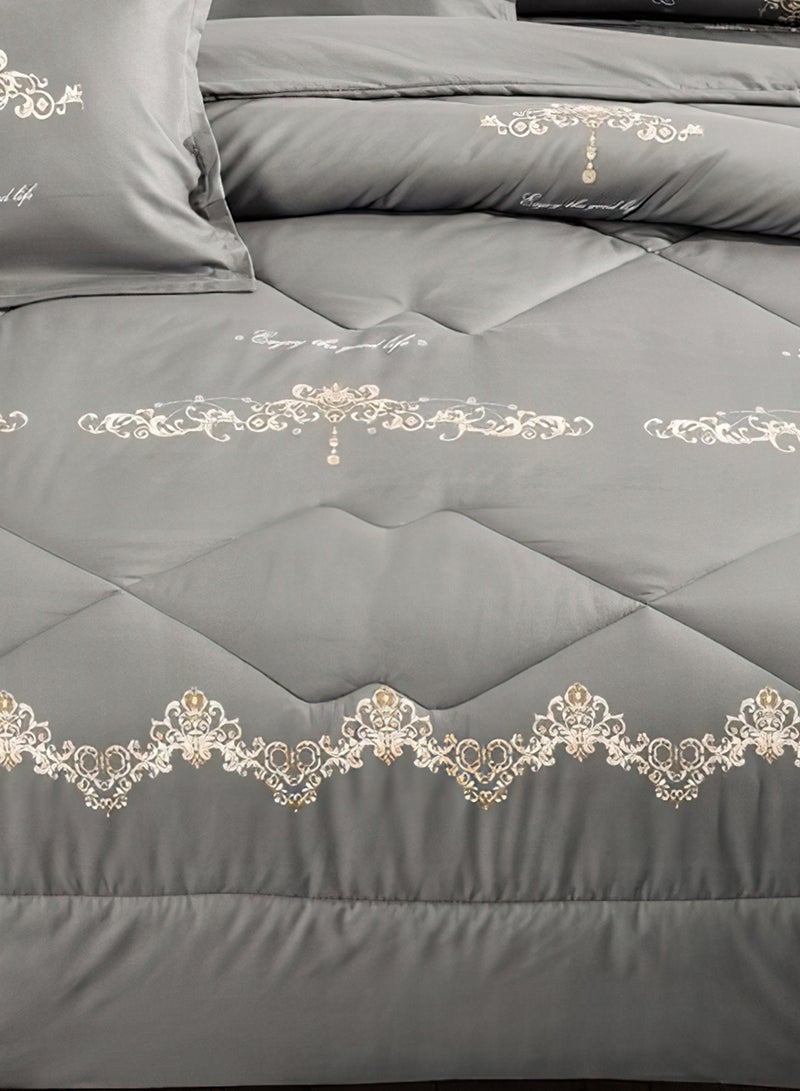 مينج لي مفرش سرير أنيق مقاس مفرد 4 قطع، يتضمن لحاف و ملاءة سرير وغطاء وسادة نوم و غطاء وسادة ديكور، لحاف خفيف الوزن ويستخدم على الاتجاهين، مناسب لجميع الفصول - Image 5