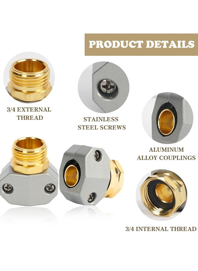 طقم إصلاح خرطوم الحديقة (قطعتان) - وصلات طرفية من سبائك الألومنيوم، وصلات ذكر وأنثى، يناسب خراطيم 5/8 بوصة و 3/4 بوصة - Image 3