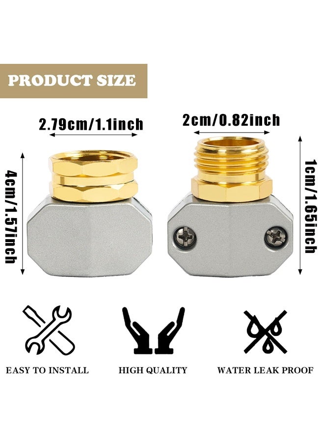 طقم إصلاح خرطوم الحديقة (قطعتان) - وصلات طرفية من سبائك الألومنيوم، وصلات ذكر وأنثى، يناسب خراطيم 5/8 بوصة و 3/4 بوصة - Image 2