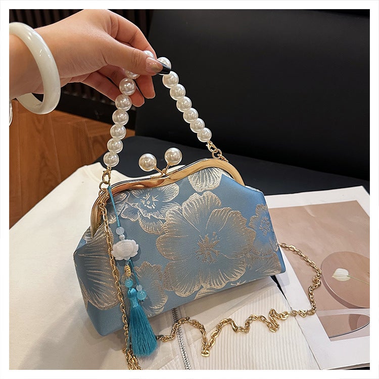 Chinese Style Embroidered Women'S Bag Beaded Handbag Chain Crossbody Bag New Chinese Style Shell Shoulder Bag - Image 1