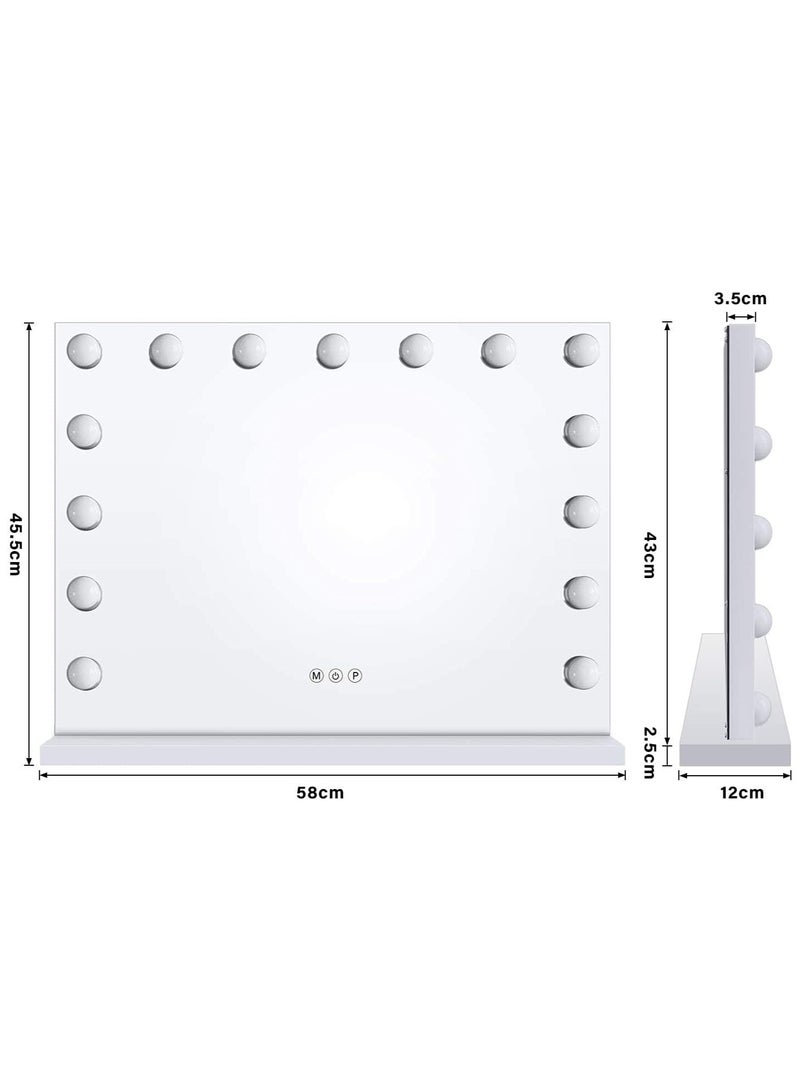 Relandin Vanity Mirror Hollywood Mirrors With Light 55x45cm Makeup Mirror Dimmable LED Light 3 Color Tones Smart Touch Control With USB Charging Port Black  - Image 5