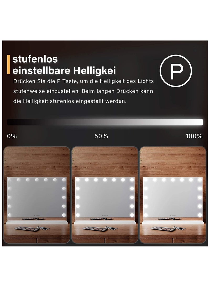 Relandin Vanity Mirror Hollywood Mirrors With Light 55x45cm Makeup Mirror Dimmable LED Light 3 Color Tones Smart Touch Control With USB Charging Port Black  - Image 2