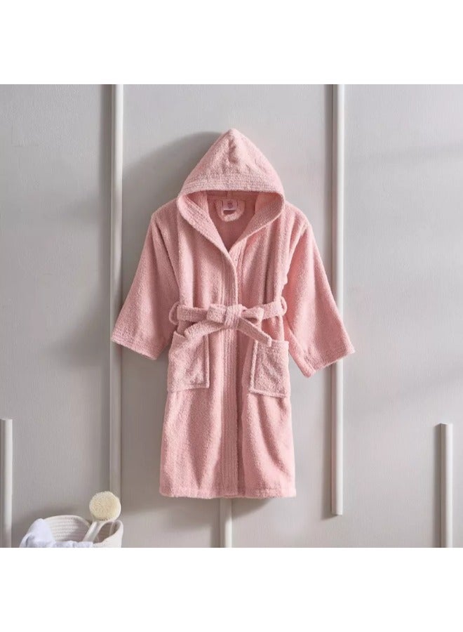 BYFT Daffodil (Baby Pink) Monogrammed 8 Year Kids Bathrobe (112 x 113 Cm) Hooded Terry Cotton Set of 01 - Letter "B" - Image 3