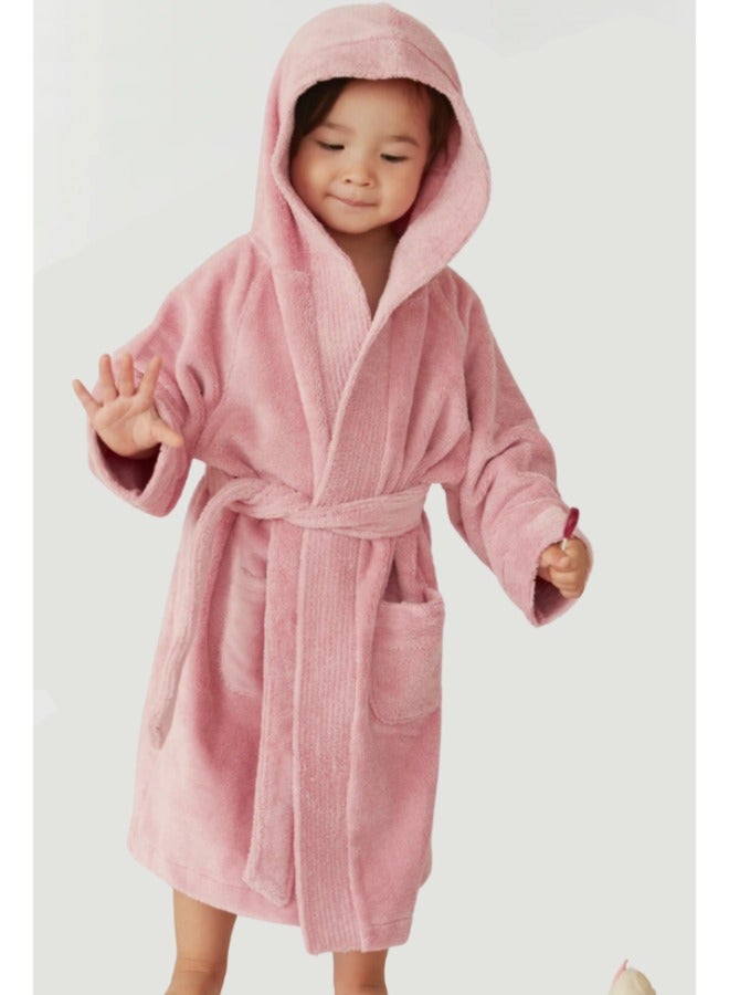 BYFT Daffodil (Baby Pink) Monogrammed 8 Year Kids Bathrobe (112 x 113 Cm) Hooded Terry Cotton Set of 01 - Letter "B" - Image 4