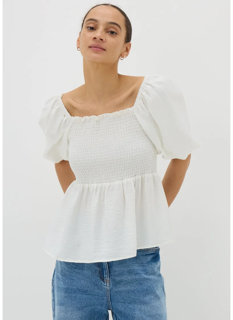 Matalan Cream Shirred Tie Back Blouse