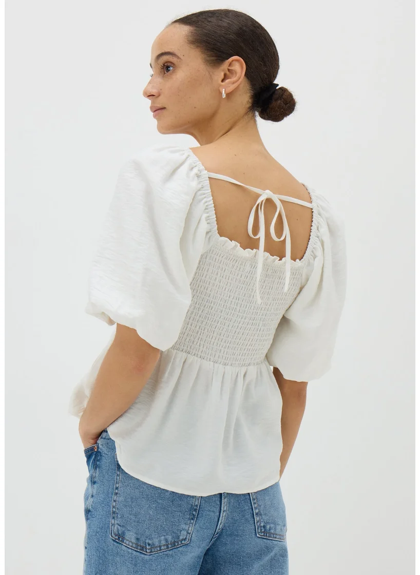 Matalan Cream Shirred Tie Back Blouse