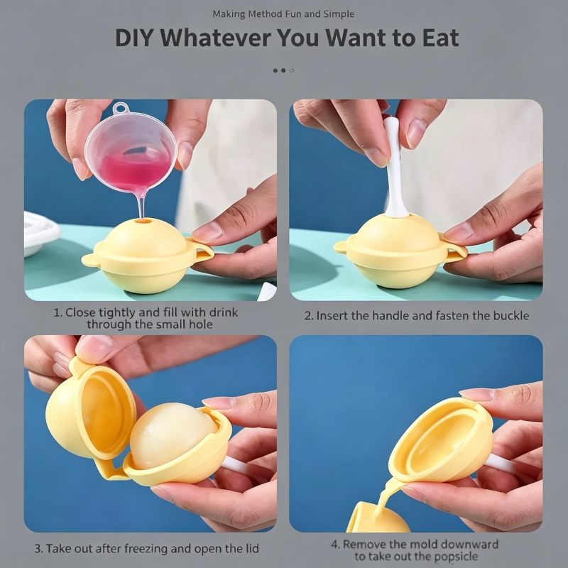 Silicone Popsicle Mold Lollipop-Shape Frozen Treat Maker for Kids Reusable BPA-Free DIY Ice Cream Molds - Easy Release Silicone Ice Pop for Homemade Healthy Snacks - Image 3