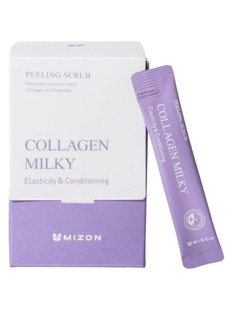 Mizon Peeling Scrub Collagen Milky Deep Skin Exfoliator with Collagen and Peptides 40*5g - Image 1