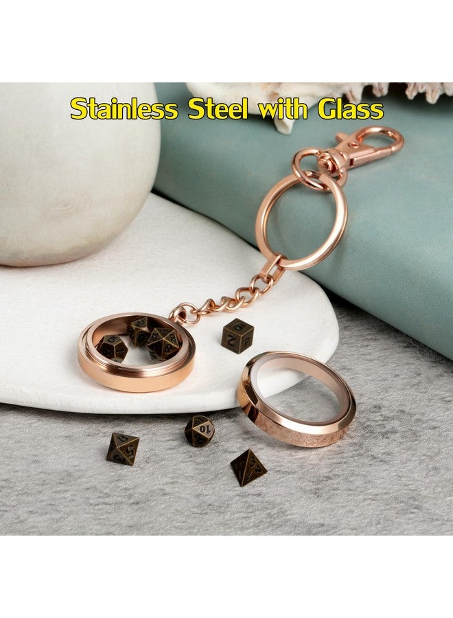 DNDND Mini Metal D&D Dice,DNDND 6mm Metallic Dice Set with Keychain and Gift Dice Box for Dungeons and Dragon DND Game (Copper with Rose Gold Case)  - Image 5