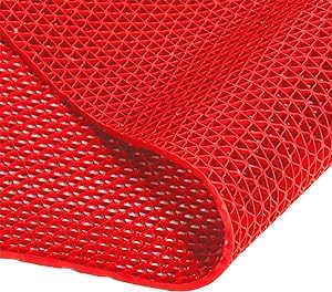 TIB Anti Skid & Multipurpose PVC Rubber Mat for Floor, Swimming Pool Mat, Shower Mat, Carpet, Rainmat, Bathroom Mat, Waterproof Entrance Doormat, 4X4 Feet Red - Image 1