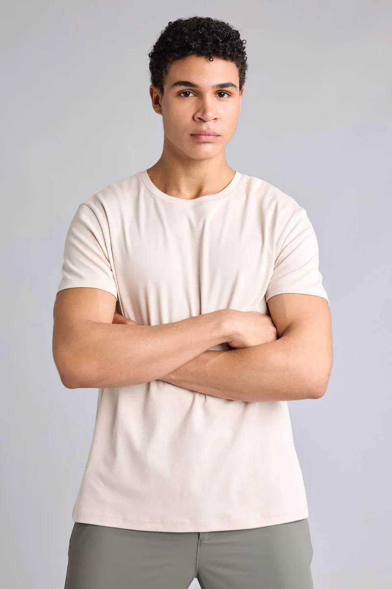 Defacto Standard Fit Basic Beige T-Shirt