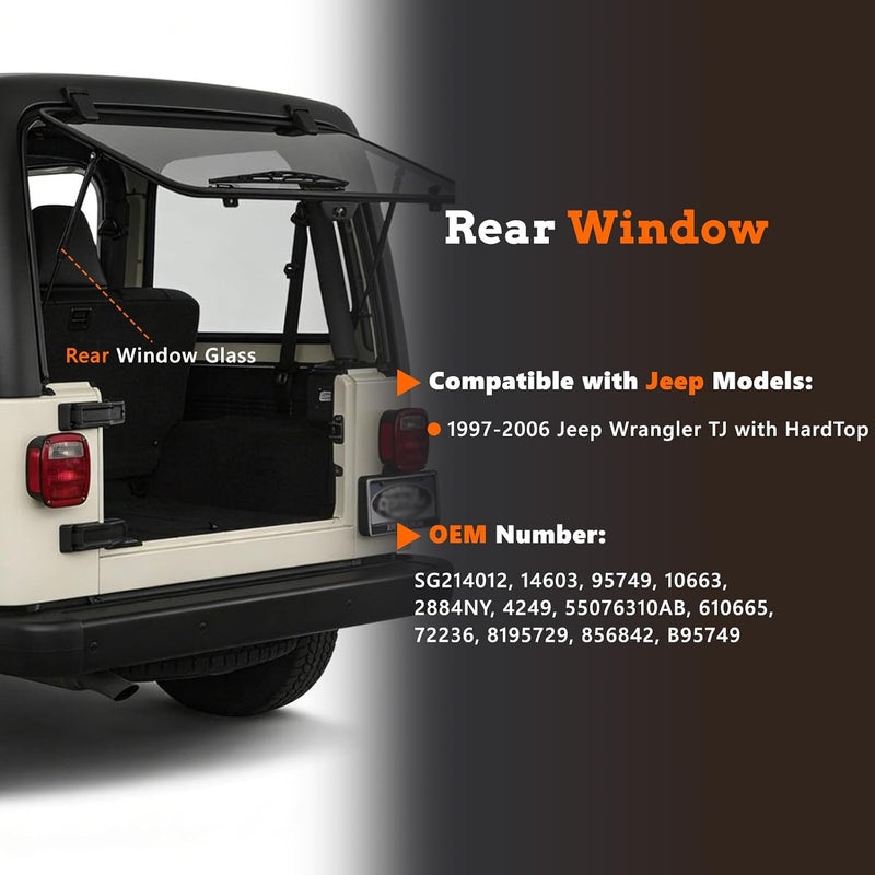 Blshwez Rear Window Struts, Heavy-Duty Rear Glass Shocks Lift Supports for 1997-2006 Jeep Wrangler TJ with Hard Top, Replaces OEM# SG214012 55076310AB, 2PCS - Image 2