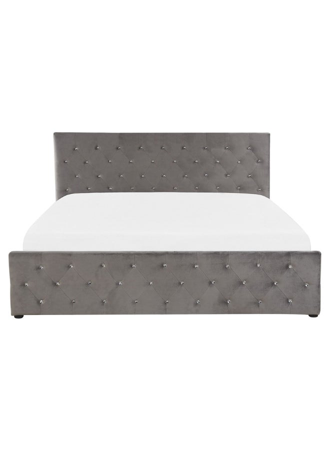Bed and Mattress Home Oasis Tufted Upholstered Queen Size ( Mattress Size 150 X 200 CM ) Grey Color Bed Size 216 W X 158 L CM ( Mattress Sold Separately )  - Image 4