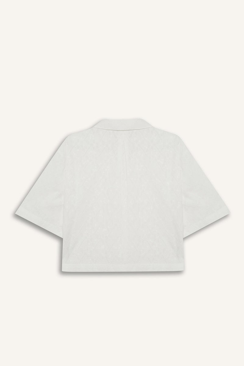 Woman Oversize Fit Pyjamas Collar brode Embroidered Short Sleeve Shirt