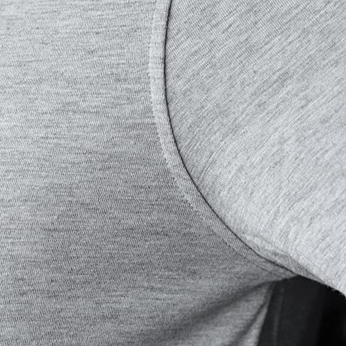 palglg Mens Short Sleeve Cotton Muscle Slim Fitted Sport Henley T-Shirt with Button Grey M - Image 4