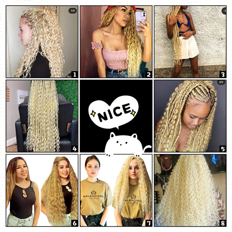 MAYSA Blonde Crochet Hair Ocean Wave Crochet Extensions 22inch 6Packs Synthetic Curly Braiding Crochet Hair Extensions for Women #613 - Image 4