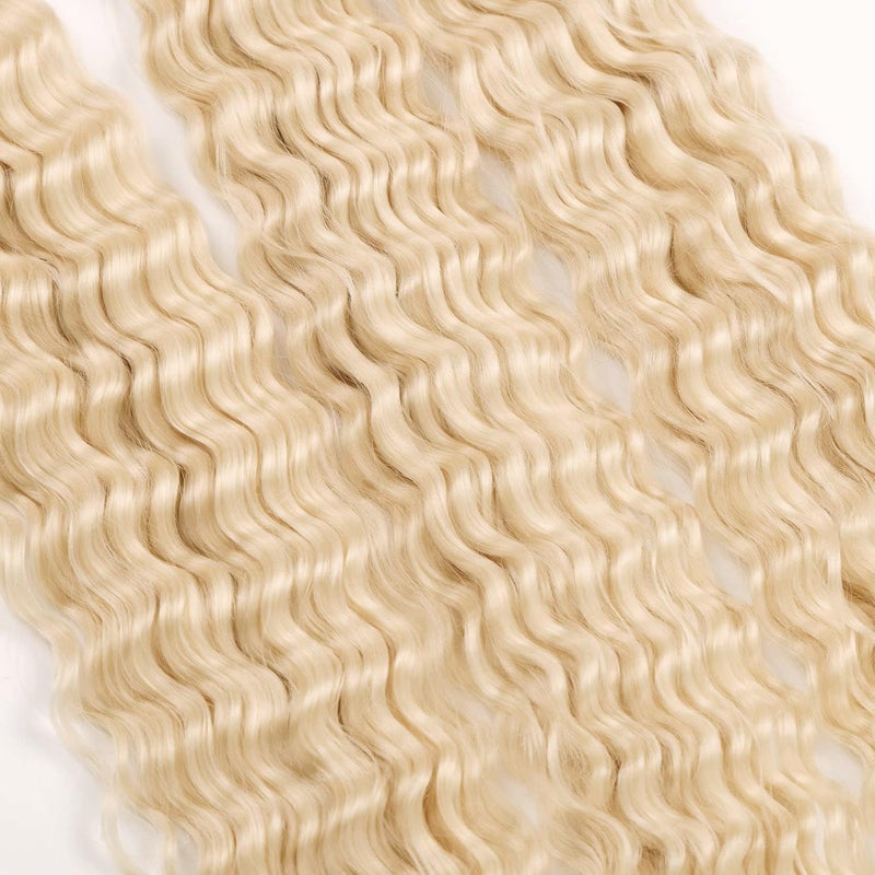 MAYSA Blonde Crochet Hair Ocean Wave Crochet Extensions 22inch 6Packs Synthetic Curly Braiding Crochet Hair Extensions for Women #613 - Image 5
