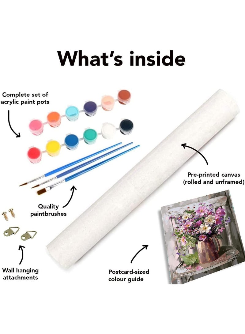 لوحة زيتية بالأرقام للكبار، لوحة أكريليك سهلة بالأرقام للبالغين والمبتدئين، زهور، لوحة زيتية بالأرقام على قماش بدون إطار 16 × 20 بوصة (40 × 50 سم) - Image 5