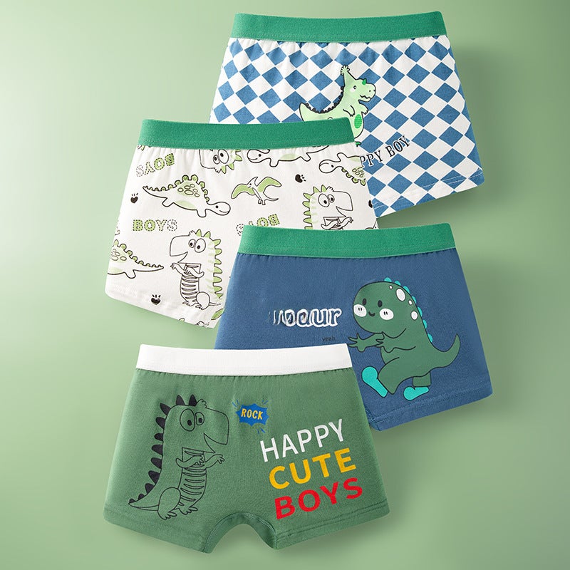Summer Cotton Boys Boxer Briefs 1036 Blue Dinosaur