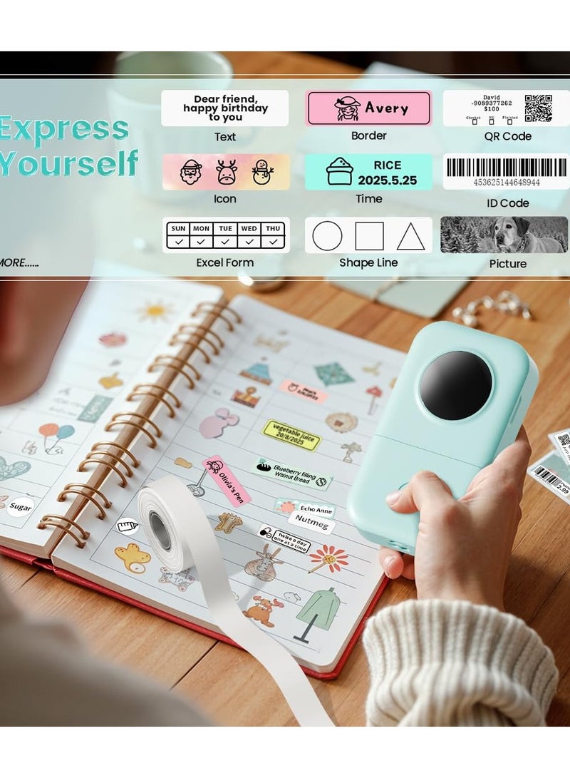 فوميمو آلة صنع الملصقات D30، طابعة ملصقات صغيرة محمولة تعمل بالبلوتوث، ملصقات حرارية محمولة للهواتف الذكية، ملصقات صغيرة متعددة القوالب، أيقونات الخطوط، ملصقات مخصصة بدون حبر للاستخدام المنزلي للأطفال والأدوات المدرسية - Image 4