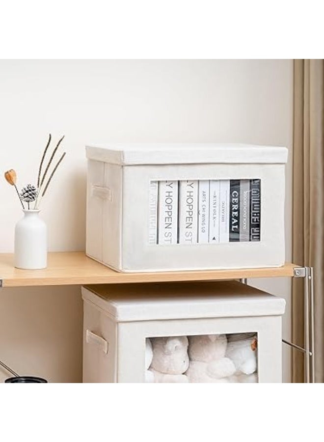 هابي هوم صندوق تخزين ملابس بإطار قوي قابل للطي – حاوية تنظيم خزانة مع مقبض معزز ونافذة شفافة – منظم ملابس وأغطية وبطاطين مصنوع من قماش غير منسوج قابل للتنفس – مثالي لغرفة النوم، الدولاب، تحت السرير وتخزين الملابس الموسمية – مقاس 30×22×19 سم - Image 4