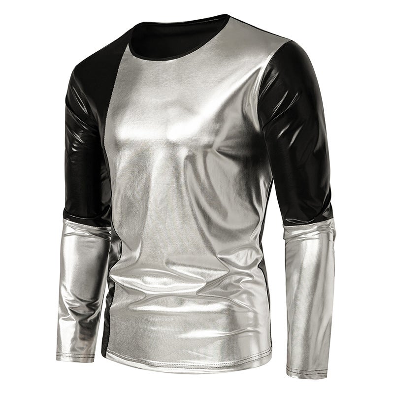 new men's T-shirt nightclub color matching long-sleeved T-shirt party clothing generation D37 - Image 4