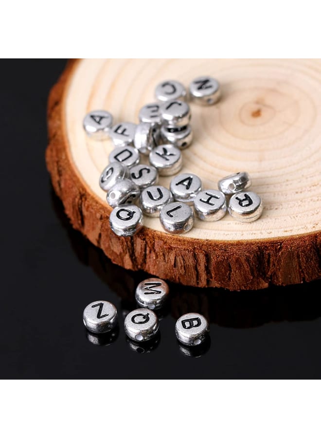 1400pcs Letter Beads Silver 7x4mm Black on Silver for Jewelry Making Bracelet Hair Braids Crafts - Image 5
