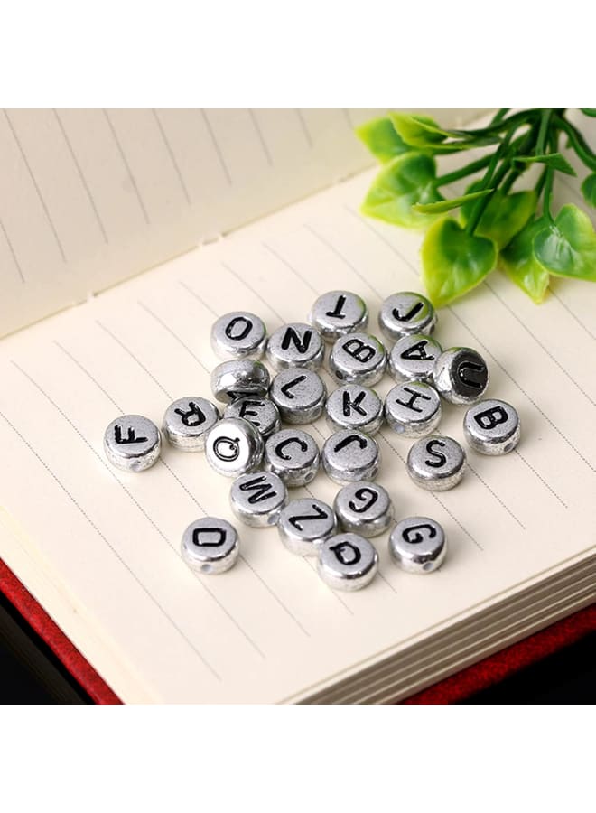 1400pcs Letter Beads Silver 7x4mm Black on Silver for Jewelry Making Bracelet Hair Braids Crafts - Image 4