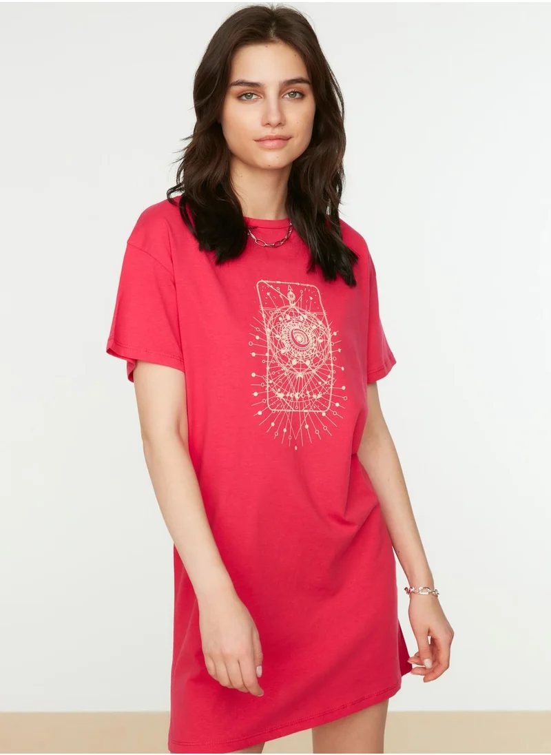 trendyol Crew Neck Printed Dress